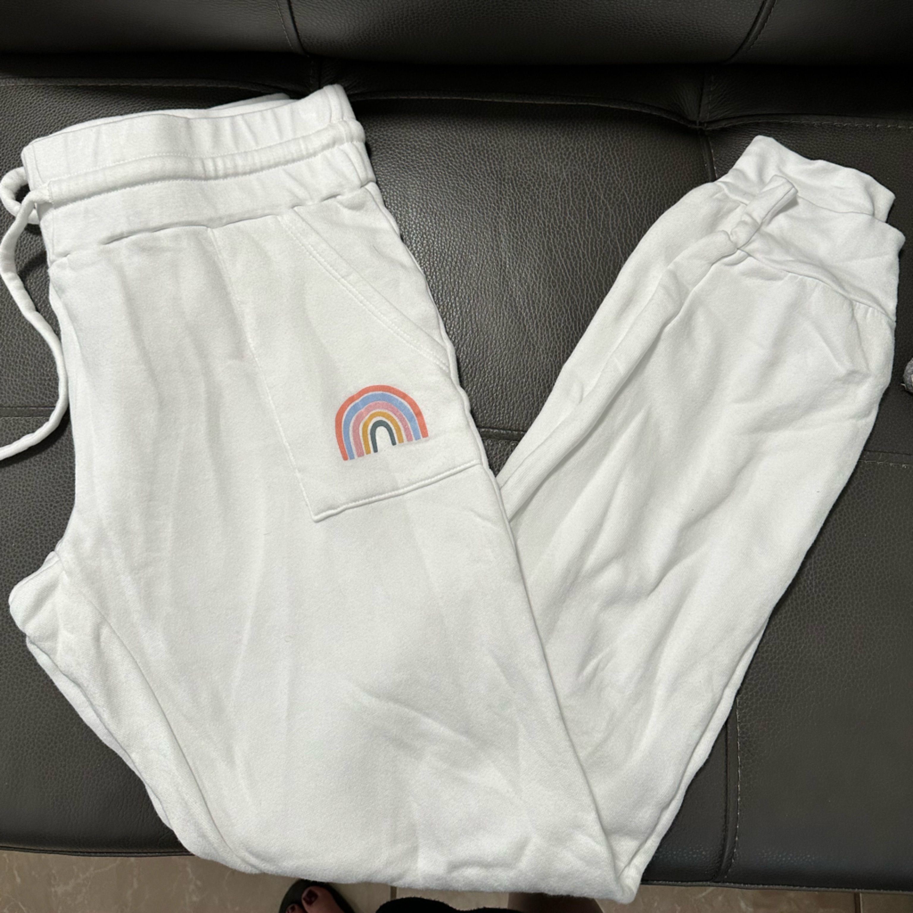 New Nux Pants- Size L- White With A Rainbow.